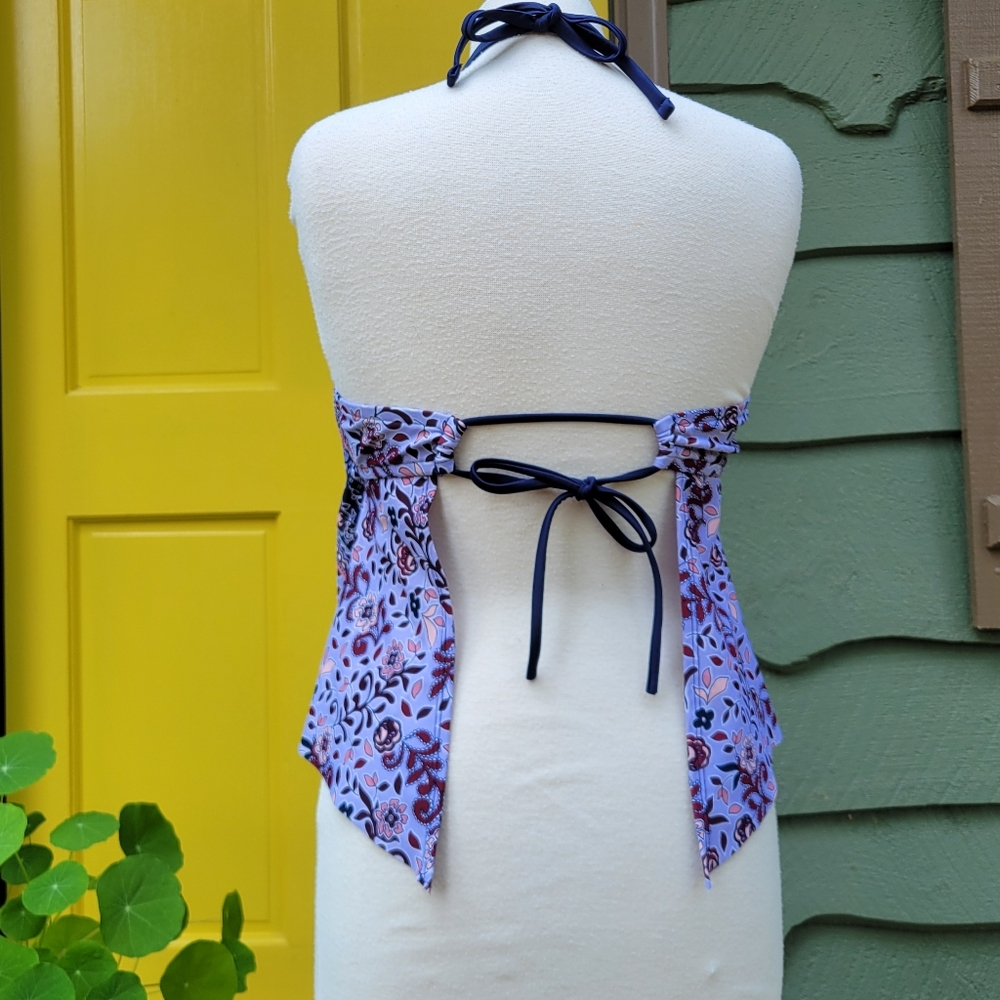 Kona Sol Halter Tankini Top Size L Boho Bandana Print Removable Pads - Picture 4 of 10